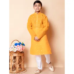 BAESD Boys Ethnic Motifs Embroidered Thread Work Detailed Straight Kurta with Pyjama-picture-23