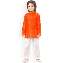 BAESD Boys Ethnic Motifs Printed Mandarin Collar Pure Cotton Regular Kurta with Pyjamas-picture-25