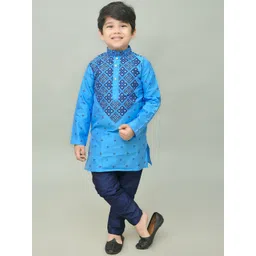 BAESD Boys Ethnic Motifs Printed Regular Dupion Silk Kurta with Pyjamas-picture-39