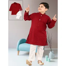 BAESD Boys Ethnic Motifs Regular Sequinned Straight Kurta With Trousers-picture-35