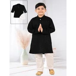 BAESD Boys Ethnic Motifs Regular Sequinned Straight Kurta With Trousers-picture-43