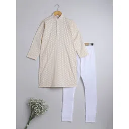 BAESD Boys Floral Embroidered  Regular Chikankari Pure Cotton Kurta with Pyjamas-picture-16