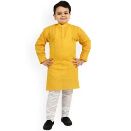 BAESD Boys Floral Embroidered Regular Thread Work Kurta With Pyjamas-picture-34
