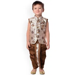 BAESD Boys Floral Woven Design Zari Regular Silk Cotton Kurta With Dhoti Pants-picture-22