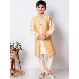 BAESD Boys Geometric Embroidered Sequinned Dupion Silk Kurta with Pyjamas-picture-55