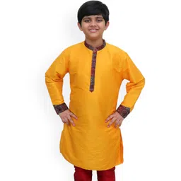 BAESD Boys Long Sleeves Mandarin Collar Silk Thread Work Kurta-picture-37