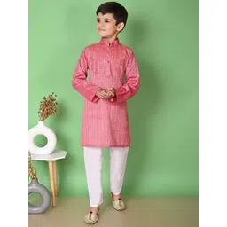 BAESD Boys Mandarin Collar Sequinned Straight Kurta With Pyjamas-picture-29