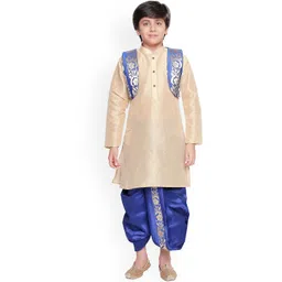 BAESD Boys Mandarin Collar Silk Cotton Kurta with Dhoti Pants & Jacket-picture-13