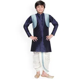 BAESD Boys Mandarin Collar Silk Cotton Kurta with Dhoti Pants & Jacket-picture-14