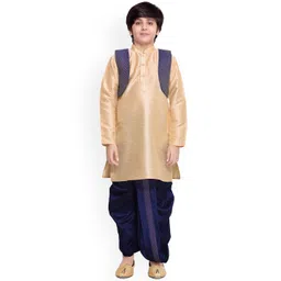BAESD Boys Mandarin Collar Silk Cotton Kurta with Dhoti Pants & Jacket-picture-15
