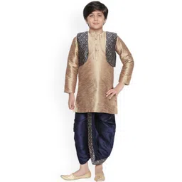 BAESD Boys Mandarin Collar Silk Cotton Kurta with Dhoti Pants & Jacket-picture-21