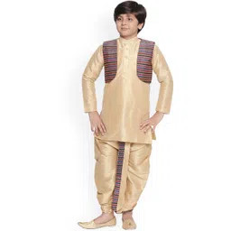 BAESD Boys Mandarin Collar Silk Cotton Kurta with Dhoti Pants & Jacket-picture-11