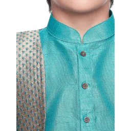 BAESD Boys Mandarin Collar Silk Cotton Kurta with Dhoti Pants & Jacket image 2