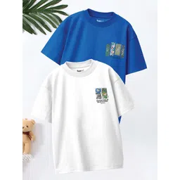 BAESD Boys Pack of 2 Graphic Printed Round Neck Oversized Cotton T-shirts-picture-34