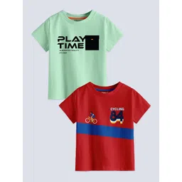 BAESD Boys Pack Of 2 Printed Pure Cotton T-shirts image 1