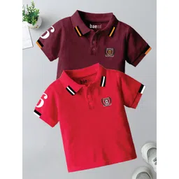 BAESD Boys Pack of 2 Solid Polo Collar T-shirts-picture-10