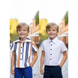 BAESD Boys Pack Of 2 Striped Cotton Casual Shirt-picture-29