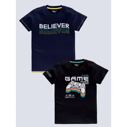 BAESD Boys Pack Of 2 Typography Printed Cotton T-shirt-picture-28