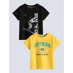 BAESD Boys Pack Of 2 Typography Printed Pure Cotton Casual T-Shirt-picture-16