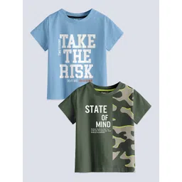 BAESD Boys Pack Of 2 Typography Printed Pure Cotton Casual T-Shirt-picture-50