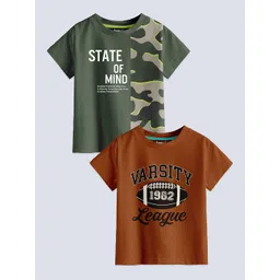 BAESD Boys Pack Of 2 Typography Printed Pure Cotton T-shirt-picture-33