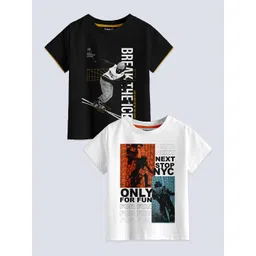 BAESD Boys Pack Of 2 Typography Printed Pure Cotton T-shirt-picture-26
