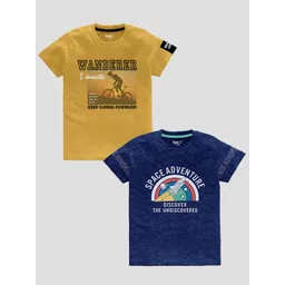 BAESD Boys Pack Of 2 Typography Printed Pure Cotton T-shirts-picture-38