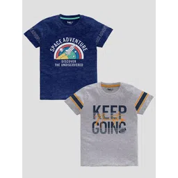 BAESD Boys Pack Of 2 Typography Printed Pure Cotton T-shirts-picture-35