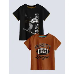 BAESD Boys Pack Of 2 Typography Printed Pure Cotton T-Shirts-picture-39