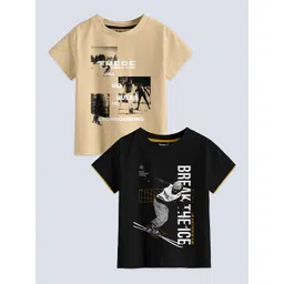 BAESD Boys Pack Of 2 Typography Printed Pure Cotton T-Shirts-picture-40