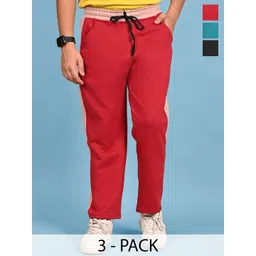 BAESD Boys Pack Of 3 Colourblocked Mid-Rise Track Pants-picture-37