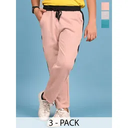 BAESD Boys Pack Of 3 Colourblocked Regular Fit Mid-Rise Track Pants-picture-48