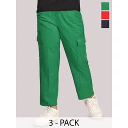 BAESD Boys Pack Of 3 Mid-Rise Regular Cargo Trousers-picture-29