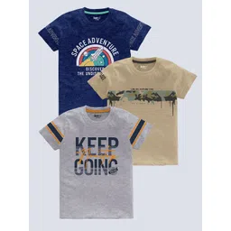 BAESD Boys Pack Of 3 Typography Printed Pure Cotton T-shirt-picture-36