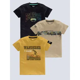 BAESD Boys Pack Of 3 Typography Printed Pure Cotton T-shirt-picture-23