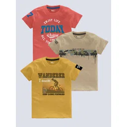 BAESD Boys Pack Of 3 Typography Printed Pure Cotton T-shirt-picture-43