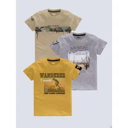 BAESD Boys Pack Of 3 Typography Printed Pure Cotton T-shirt-picture-44