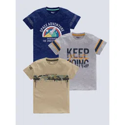 BAESD Boys Pack Of 3 Typography Printed Pure Cotton T-shirt-picture-10