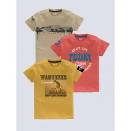 BAESD Boys Pack Of 3 Typography Printed Pure Cotton T-shirt-picture-41