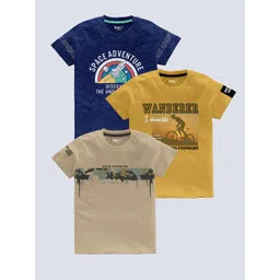 BAESD Boys Pack Of 3 Typography Printed Pure Cotton T-shirt-picture-28