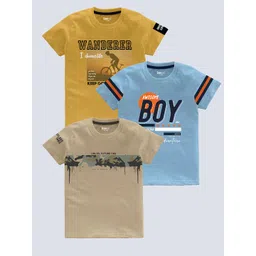 BAESD Boys Pack Of 3 Typography Printed Pure Cotton T-shirt-picture-31