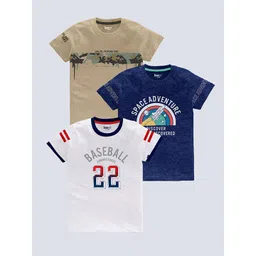 BAESD Boys Pack Of 3 Typography Printed Pure Cotton T-shirt-picture-53