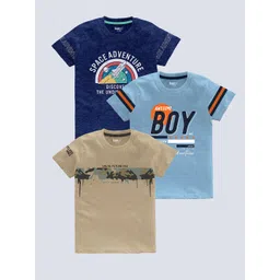 BAESD Boys Pack Of 3 Typography Printed Pure Cotton T-shirt-picture-47