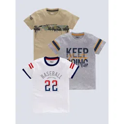 BAESD Boys Pack Of 3 Typography Printed Pure Cotton T-shirt-picture-51