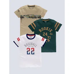 BAESD Boys Pack Of 3 Typography Printed Pure Cotton T-shirt-picture-39