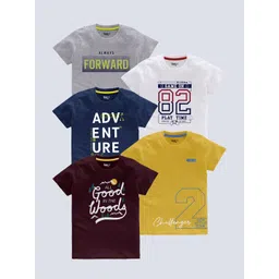 BAESD Boys Pack Of 5 Typography Printed Cotton T-Shirt-picture-32