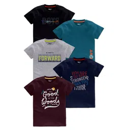 BAESD Boys Pack Of 5 Typography Printed Cotton T-Shirt-picture-29