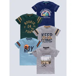 BAESD Boys Pack of 5 Typography Printed Cotton T-shirt-picture-16