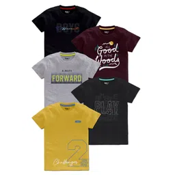 BAESD Boys Pack Of 5 Typography Printed Cotton T-Shirt-picture-13