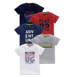 BAESD Boys Pack Of 5 Typography Printed Cotton T-Shirt-picture-15